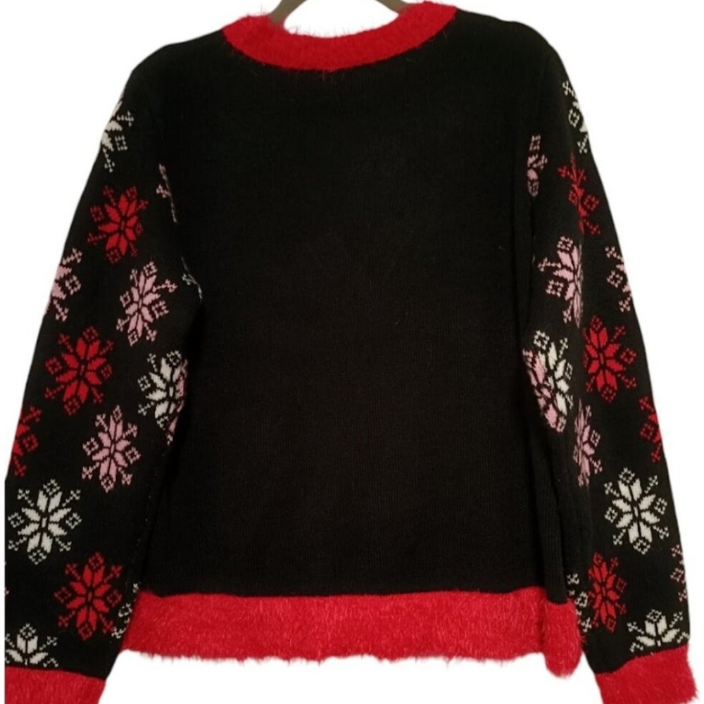 XL🎅Christmas Ugly Charming Reindeer Black & Red Cardigan Sweater - Picture 2 of 7